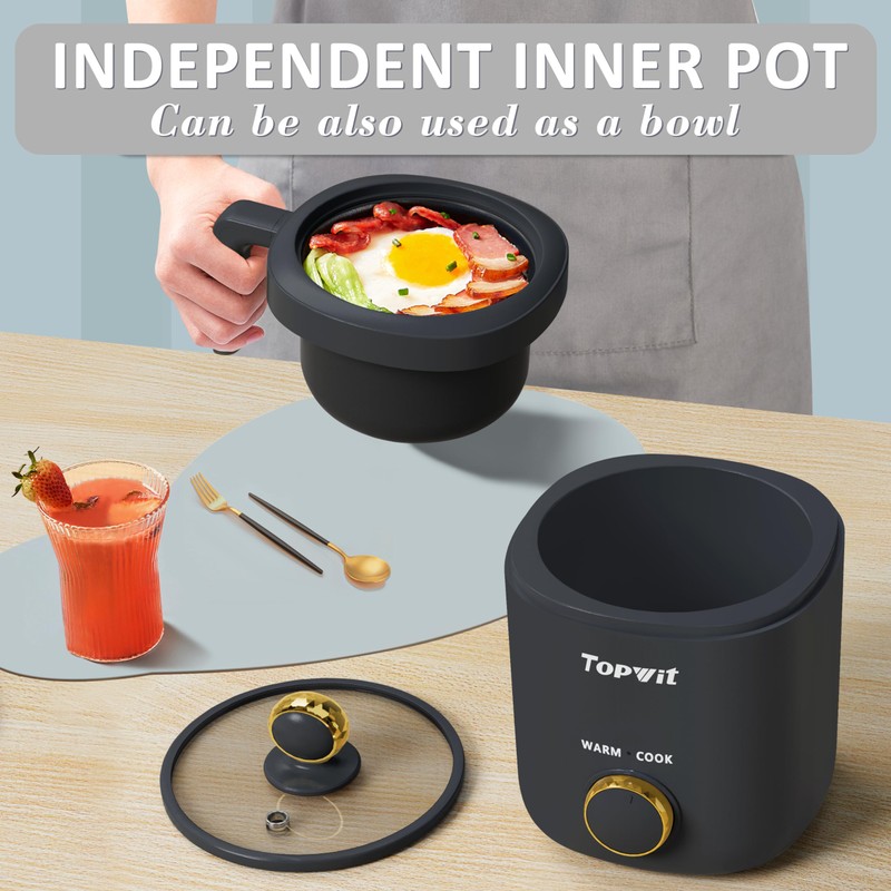 TOPWIT Rice Cooker Small, Mini Rice Cooker 2 Cups Uncooked,