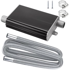 Exhaust Pipe Silencer, with 300 cm Exhaust Hose + 2 × Clamps and Screws, Heat Resistant and Durable, Strong Noise Reduction, Suitable for Generators and Cars (Black, One Size)