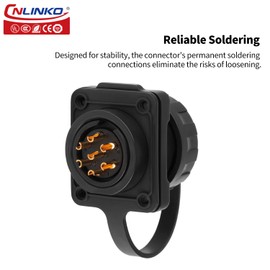 CNLINKO YM-20 7 PIN Waterproof Connector, IP68 Circular Connector, Quick Plugging Aviation Connector, PBT Plastic Shell Solder Connector M20 Male -Female Flange Socket (7 PIN)