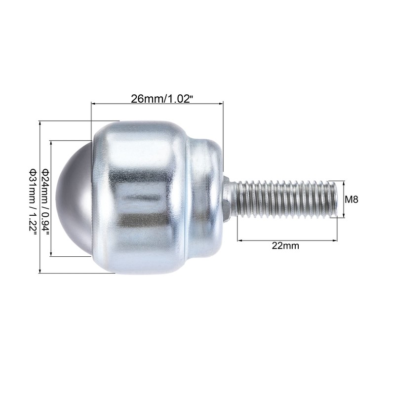 sourcing map Ball Transfer Bearing Unit 24mm 66Lbs Carbon Steel