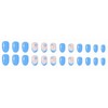 MERVF Oval Press on Nails Medium Fake Nail Blue French