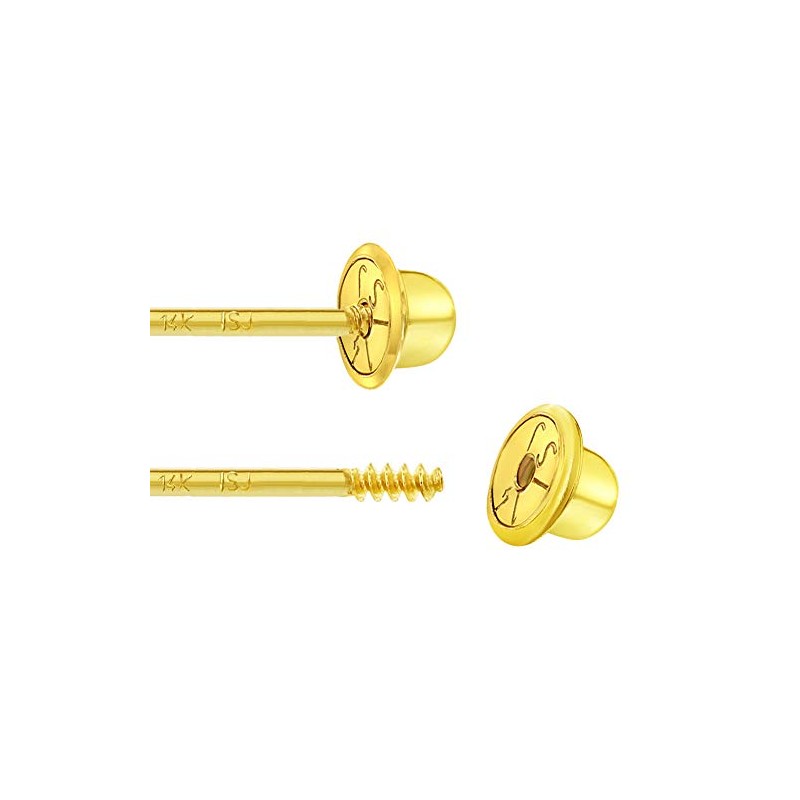 Replacement Pair (2) 18k Gold Plated Earring Screw Backs Fits