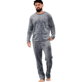 A2Z Mens Pyjamas Soft Warm Fleece Twosie - PJS 218 Charcoal M