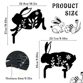 Shyllin Easter Bunny Garden Stake, Pack of 2, Easter Decoration Garden Flower Stake, Spring Farm, Easter Bunny Decoration for Outdoor and Indoor, Easter Decoration Modern Rabbit Rust, Outdoor