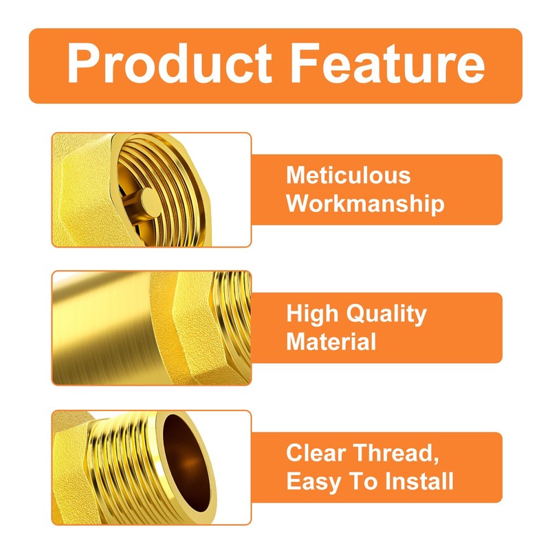 GASHER 1PCS Brass Check Valve DN20 3/4" Female and Male