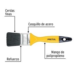 Pretul BRP-1-1/2, Brocha de cerdas naturales, mango de plástico, 1-1/2