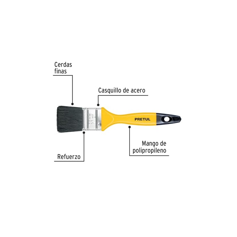 Pretul BRP-1-1/2, Brocha de cerdas naturales, mango de plástico, 1-1/2