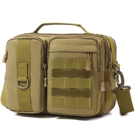 FUPUTWO Shoulder Bag, Tactical Body Bag, Military Molle Compatible, Waterproof, Lightweight, Khaki