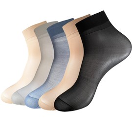5 Pack Mens Ultrathin Breathable Silk Sheer Dress Socks Summer Dry Fit Crew Socks 