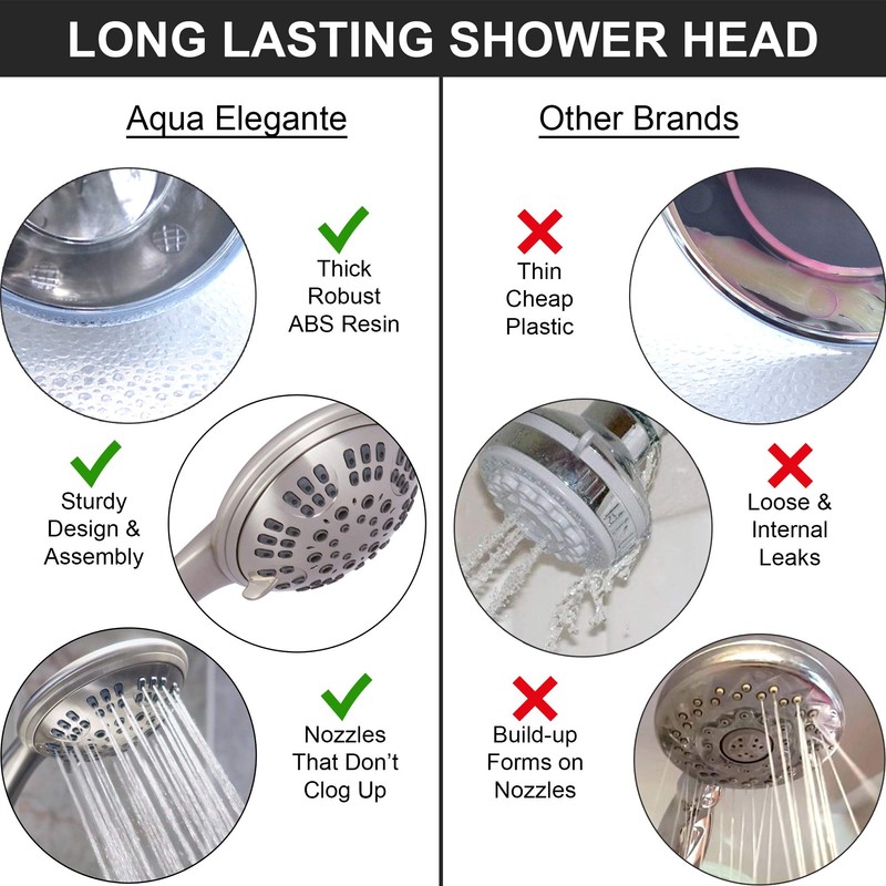 Aqua Elegante 6 Function Luxury Handheld Shower Head - Adjustable