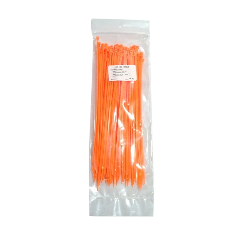 100pk 8 inch Cable tie (18lb) - UL94 V-2 Nylon