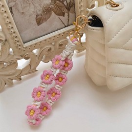 Joedy Boho Keychain Handmade Wristlet Keychain for Women Cute keychain for Girls Wrist Lanyard for Keys(Pink), Small