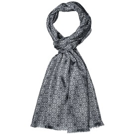 Lorenzo Cana 89202 Women's Scarf 100% Silk in Harmonious Grey Silver Black Colours Printed Double Layer Silk Scarf Fashionable Style 30 cm x 160 cm, gray