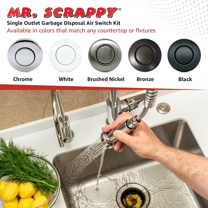 Mr. Scrappy 20-MSAS-65-WH Single Outlet Garbage Disposal Air Switch, Kitchen