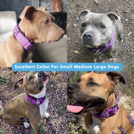 Heavy Duty Tactical Dog Collar - 1.5" Width Military Durable Thick Nylon with Adjustable Metal D Ring & Buckle Working Training K9 Collar for Medium Large Dogs (XL(23"-26"), Purple)