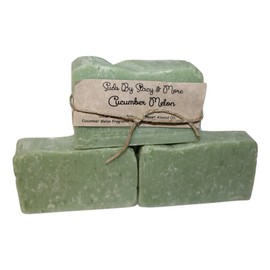 Suds By Stacy and More Cucumber Melon Homemade Soap Bars (Three 4 oz bars) cold processed with fragrance oils