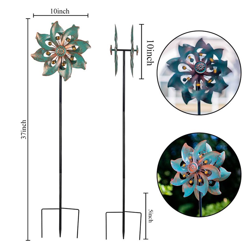 VEWOGARDEN Double Blade Wind Spinners Outdoor Small Garden Decorations, Rustproof