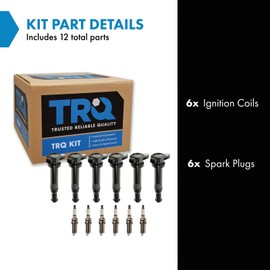 TRQ Ignition Coil and Spark Plug Kit 12 Piece Iridium Spark Plugs Compatible with 2007-2009 Hyundai Santa Fe 2006-2010 Kia Optima 2007-2010 Rondo