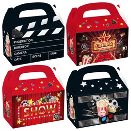 CIEOVO 24 Pack Movie Night Party Favor Treat Boxes, Print Goodie Candy Present Boxes Recycled for Theater Birthday Party Supplies Decoration