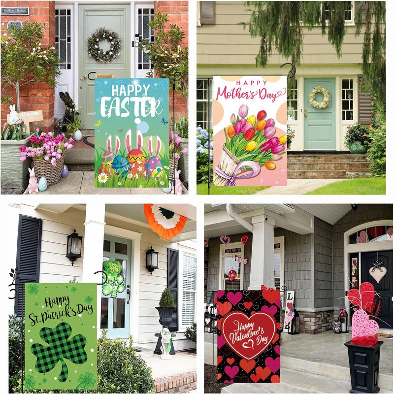 Seasonal Garden Flags Set of 12 Double Sided 12 x