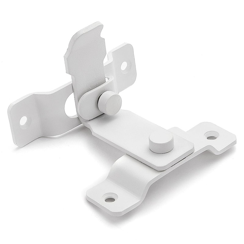 Wocoe 90 Degree Flip Door Sliding Latch, Matte White Stainless