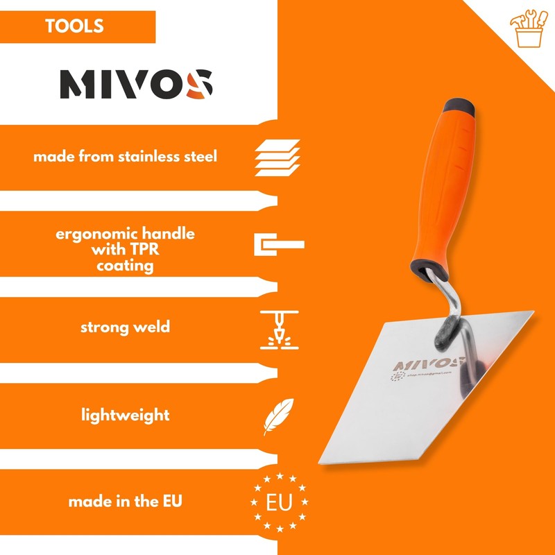 Mivos Masonry Trowel Trapezoidal Trowel 160 mm Stainless Steel -