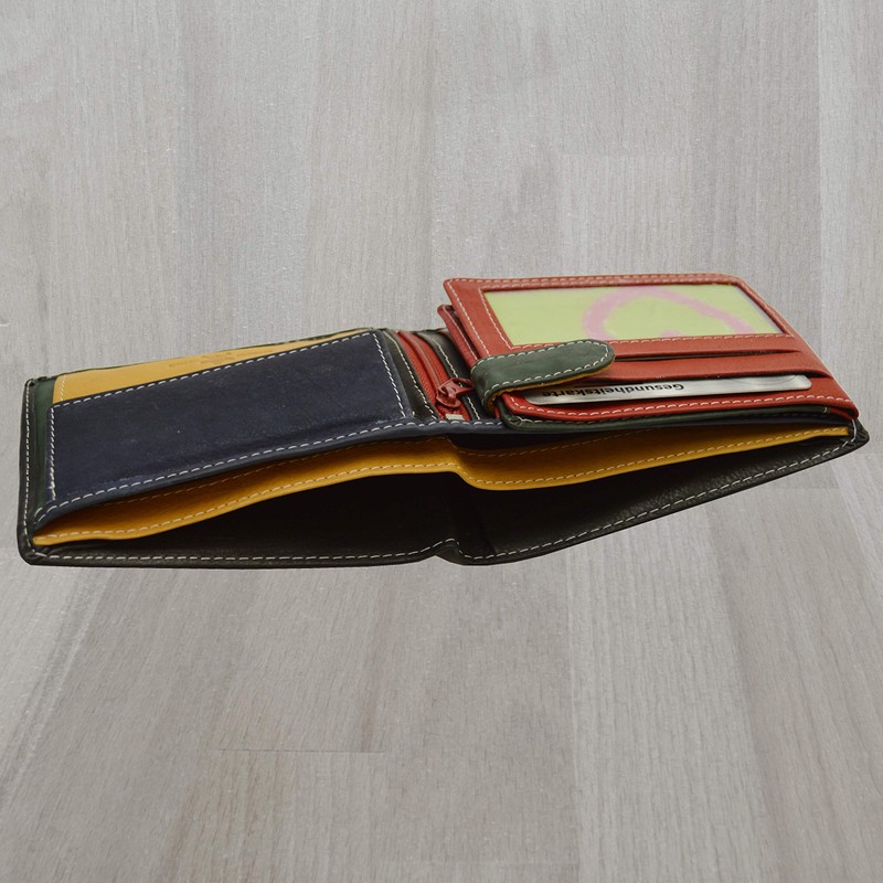 flevado Men's Wallet Multi Colours Genuine Leather Wallet Landscape Format,