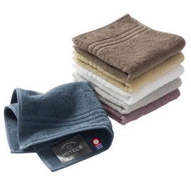 Hiorie Imabari Handkerchief Towels, Certified, Hotel’s Set of 6, 01 Assorted Colors, 100% Cotton, Approximately 9.8 x 9.8 inches (25 x 25 cm), Women's, Men's, Compact, Business, Highly Absorbent, Durable, Solid, Made in Japan, Imabari Brand