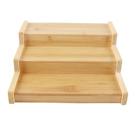 Enwye Spice Rack 3-Tier Bamboo Wood Shelf, Kitchen Organizer for Jars, Salt Seasonings Scalable Length Spice Holder