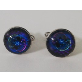 Joyeria Jara Pisces Cufflinks Sodiac Sign Shield Metal New In Box.