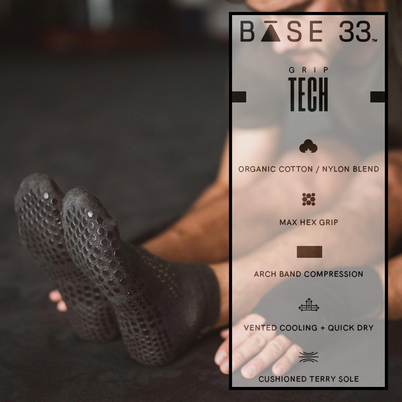 Base 33 Low Rise Grip Socks for Pilates, Yoga, Martial