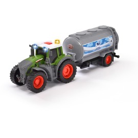 Dickie Toys - Fendt Tractor with Milk Trailer (26 cm) - Toy Tractor with Milk Tank for Children from 3 Years, Farm Vehicle with Light and Sound, 203734000ONL, Multicoloured