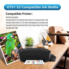 Transpex Compatible GT51 GT52 Ink Bottle Replacement for GT 51 BK 52C M Y for GT 5810 5820 5822 500 502 508 511 514 515 518 519 530 531 532 533 538 571 615 618 655 720 750 790 (4 Pack)