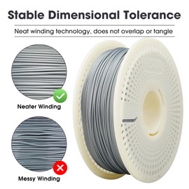 eSUN Basic PLA Refilament 1.75mm and Upgarded eSpool+ Set, Reusable and Removable Filament Spool Replacement with 3D Printer Refill Basic PLA, 1KG Spoolless 3D Printing Filament, Silver