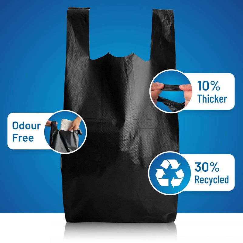 PWgoods Adult Nappy Disposal Bags Black | 100 Pack |