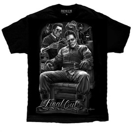 Final Cut Barber Shop Death Row Folsom Frankenstein David Gonzales DGA T Shirt Large Black