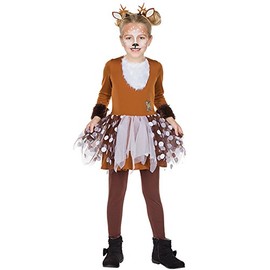 Children's Bambi Fawn Costume, Sizes 104-140 cm, Brown Dress, Animal Fancy Dress/Carnival Outfit, 128