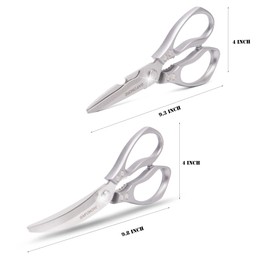 GAIFONGRE Heavy duty kitchen scissors 2-pack,High Stainless Steel sharp blade,Dishwasher safe meat scissors Cooking shear for Chicken Fish Meat Color SILVER