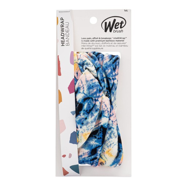 Wet Brush Headwrap- Blue Tie Dye - Made with IntelliFabric is Gentle On The Hair While Staying In Place, Large Size Allows for Versatile Styling - Lightweight Head Covering for Women
