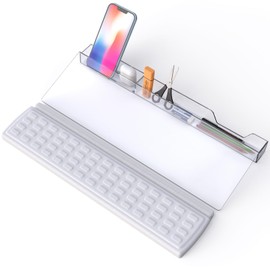 Laokiiy Keyboard Riser,Computer Stand Acrylic Tilted Holder for Easy Ergonomic Typing&Working,3-Level Height Adjustment Riser with Wrist Rest,Fits All Keyboard, Clear2+white