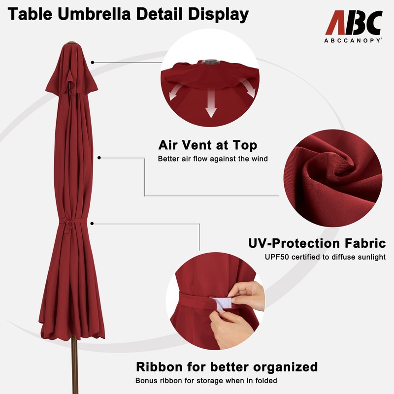 ABCCANOPY 10ft Scalloped Patio Umbrella, Outdoor Table Umbrella with Tilt