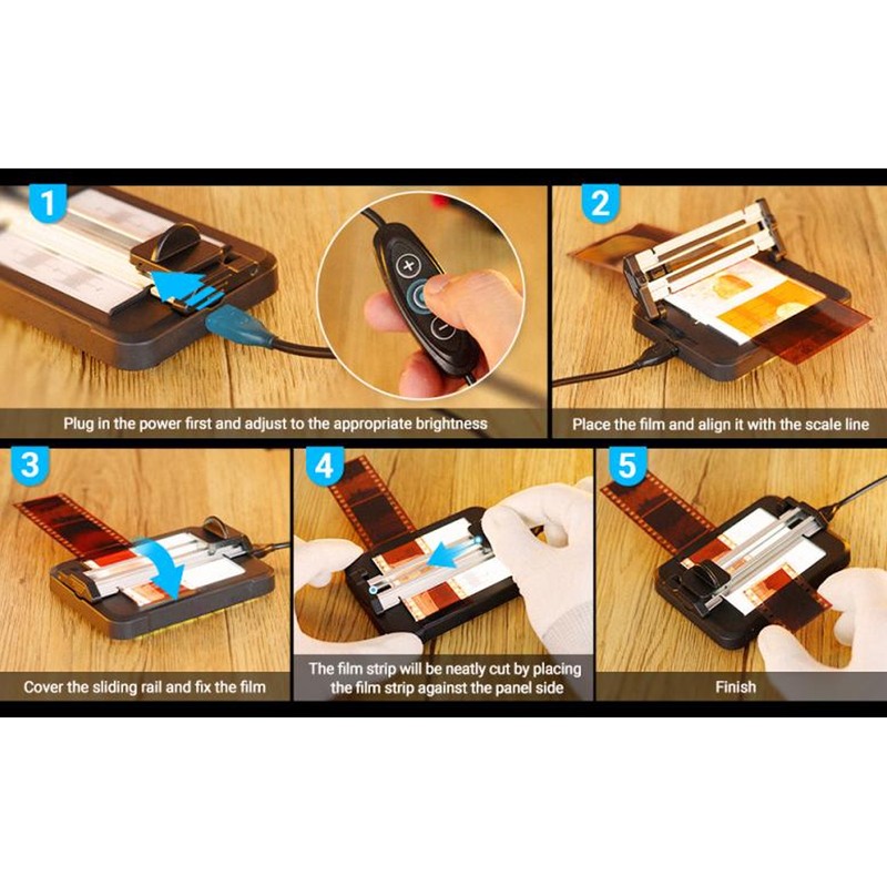 35mm Film Cutter 11 Levels Adjustable LED Backlight USB C