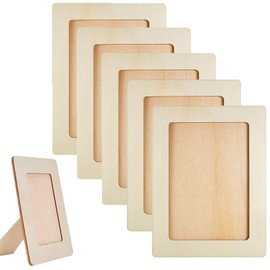 Wooden Picture Frame, 6 Pieces DIY Wooden Picture Frame, DIY Painting Projects, Rectangular Craft Frame Set, for Table Display and Crafts DIY