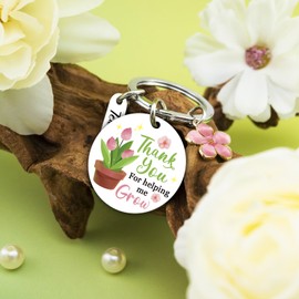 VIESUJI Teacher Appreciation Gifts Thank You Gift for Teachers with Thank You for Helping Me GROW Keychain for Women Teachers Teacher Gifts for Birthday or Retirement