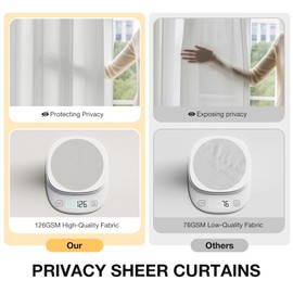 Anmao - Cortinas transparentes de privacidad gris claro para sala de estar de 96 pulgadas de largo, juego de 2 paneles de cortinas semitransparentes para filtrar la luz, cortinas para recámara, 52