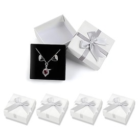 xlwen White Cardboard Jewellery Box 4 Pieces White Jewellery Box Cardboard Gift Box Jewellery Perfect for Gifting or Storing Bracelets, Earrings, Rings, Pendants (9 x 9 cm)