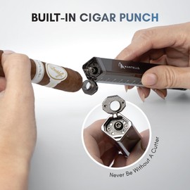 Mantello Cigar Lighters Torch, Cigar Lighters for Men with Built-in Punch Cutter and Cigar Draw, Lightweight Jet Lighter