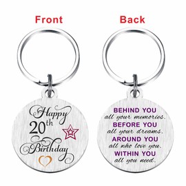 Laluminter 20 Year Old Birthday Gifts for Women Men - Happy 20th Birthday Decorations - 20 Bday Keychain Gift