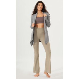 ODODOS Cloud Feeling Crossover High Waist Flared Pants for Women, 32" Bootcut Yoga Pants with Back Pocket, Shaker Beige, Medium