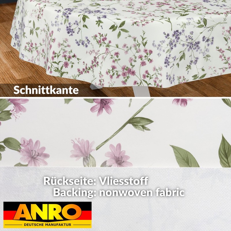 ANRO Oilcloth Tablecloth Oilcloth Tablecloth Washable Garden Tablecloth Flowers Oval